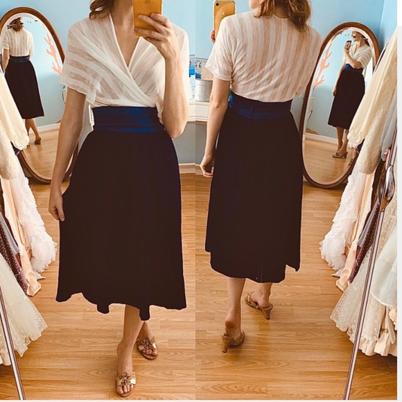SOLD Jessica’s Gunnies Gunne Sax Blue Velvet Midi Skirt - Picture 6 of 10